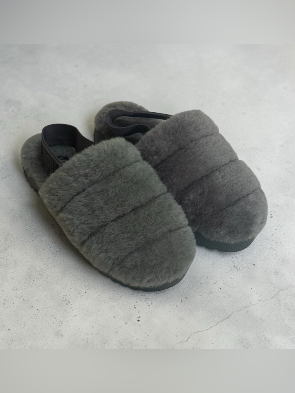 NWOT UGG Women's Fluff Yeah Slippers Grey Sheepskin Slingback! Size 10! NEW! - Picture 3 of 8